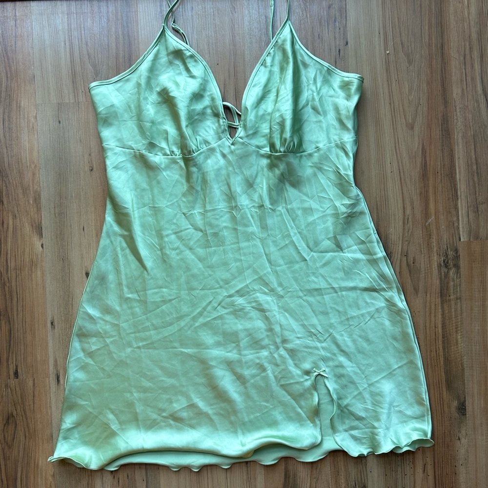 Adonna Light Green Satin Nightgown